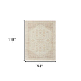 8' x 10' Beige Abstract Washable Non Skid Area Rug